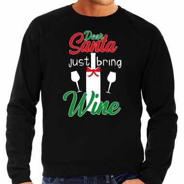 Goedkope dear santa just bring wine drank kersttrui / outfit zwart voor heren