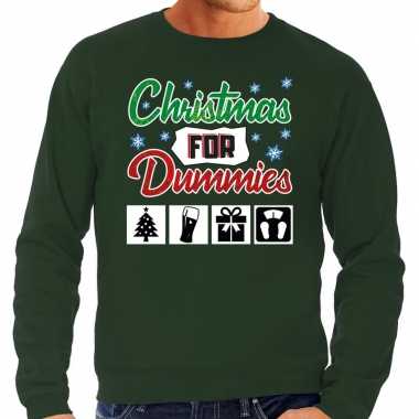 Goedkope groene foute kersttrui / sweater christmas for dummies voor heren