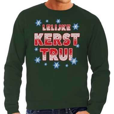Goedkope groene foute kersttrui / sweater lelijke kerst trui voor heren