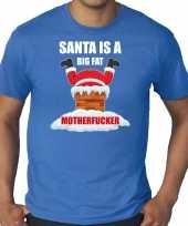 Goedkope grote maten fout kersttrui outfit santa is a big fat motherfucker blauw voor heren