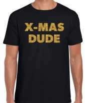 Goedkope zwarte foute kersttrui trui x mas dude met gouden letters voor heren
